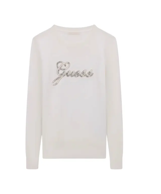 Guess - Γυναικείο Πλεκτό Πουλόβερ με Χάντρες W6BR53Z1454-G012 Λευκό