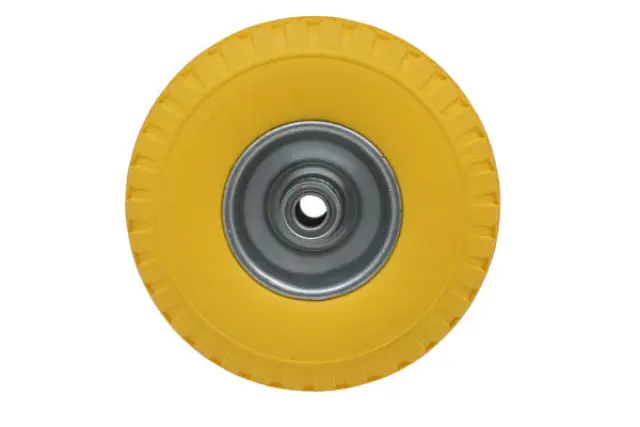 Wheel + tyre small 3.00-4" PU yellow steel rim