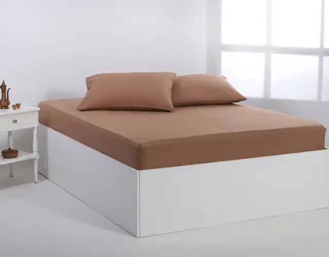 Βαμβακερό σεντόνι essentials (105cm x 200cm + 35cm) praline - -