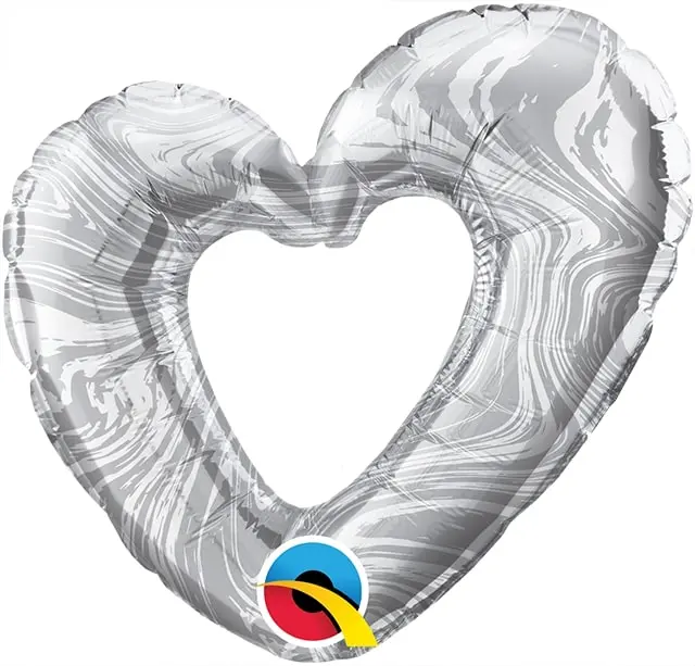 Μπαλόνι φοιλ Μίνι Καρδιά Ασημί Open Marble Heart Silver / 36 εκ