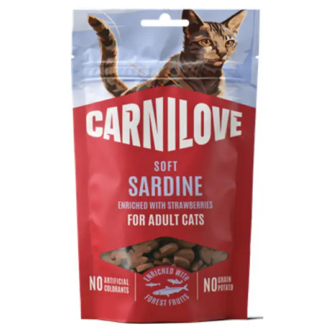 Carnilove Soft Snack Γάτας Sardines with Strawberry 50gr Μονόχρωμο