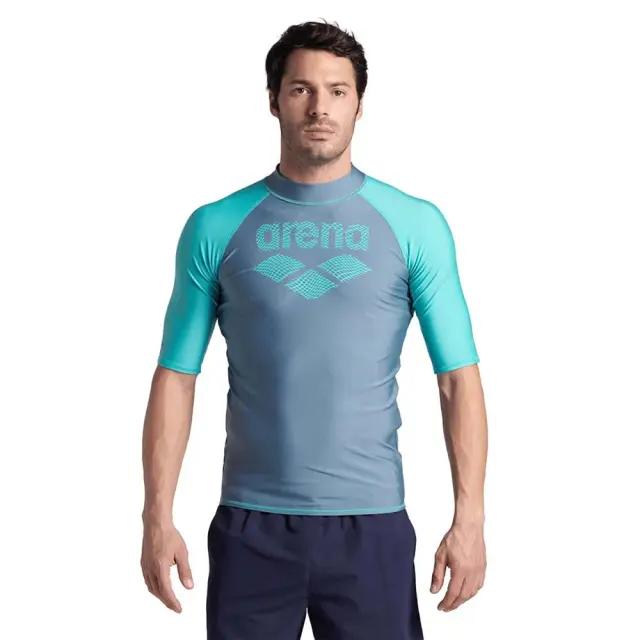 Arena Men's Shortsleeve Graphic UV Protection Rash Vest Tee Γαλάζιο 006292-580 (Arena) - Medium