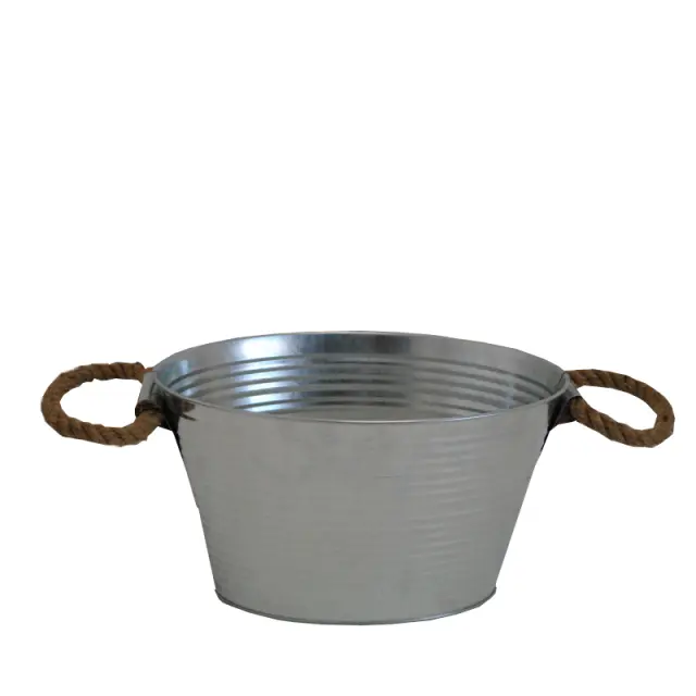 Kουβάς Οβάλ Γαλβανιζέ Με Σχοινί 35x25x20cm