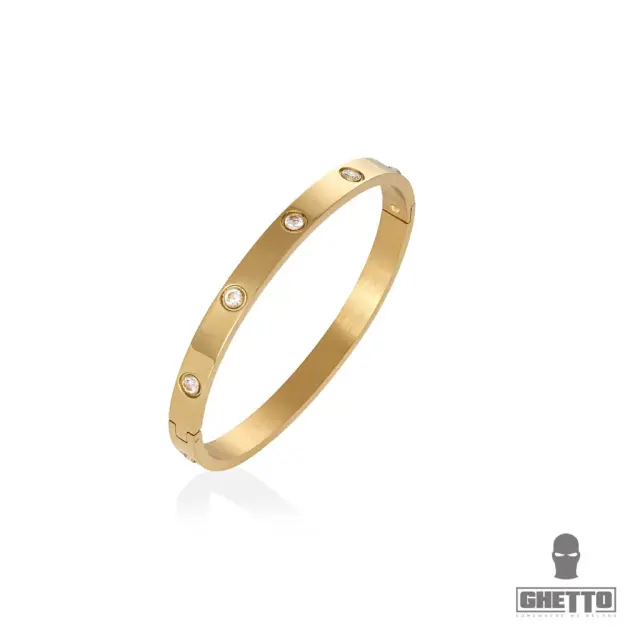 Ghetto 18k Gold Bangle With Zircon Gemstone
