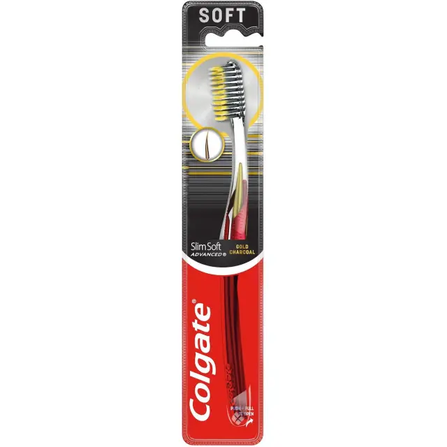 Colgate Slim Soft Advanced Gold Μαλακή Οδοντόβουρτσα Κόκκινο-Χρυσό /Μαύρο-Χρυσό 1τμχ.
