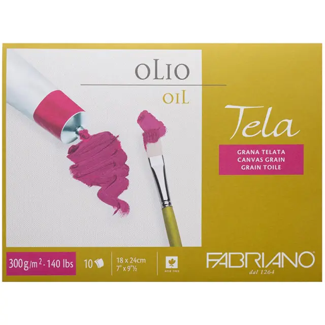 Μπλοκ Fabriano Tela Ελαιογραφίας (Υφή Καμβά) 300g/m² - 18x24cm - 10 Φύλλα