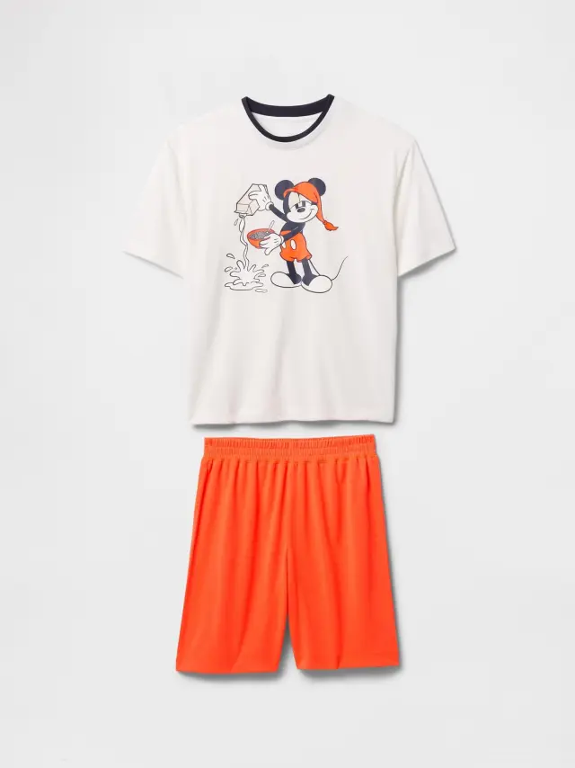 Gap Ã— Disney Παιδικό Ανακυκλωμένο Πυτζάμα Σορτς Σετ Neon hot lava