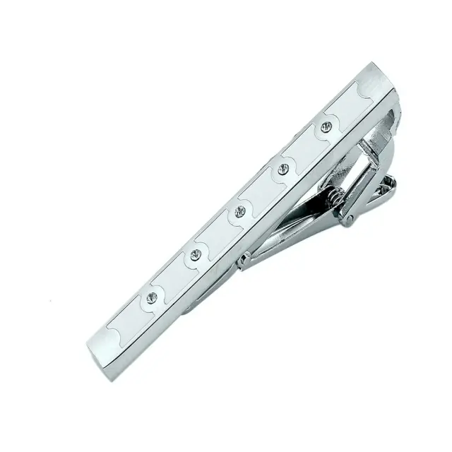 Ασημί Κλιπ Γραβάτας 6 cm με Σμάλτο – LGTC-210