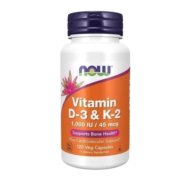 Now Foods Vitamin D-3 & K-2 Βιταμίνες D3 + K2 1000iu 120 Φυτικές Κάψουλες