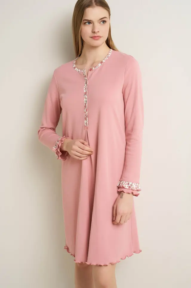 Vamp Νυχτικό 100% Βαμβάκι Με Πατιλέτα Φλοράλ Pink Cameo 2