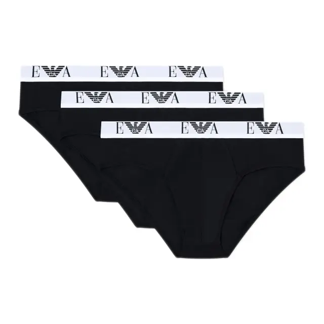 Emporio Armani Ανδρικό Slip Bold Eagle Logo Waistband - Τριπλό Πακέτο, Χρώμα Μαύρο-Μαύρο-Μαύρο