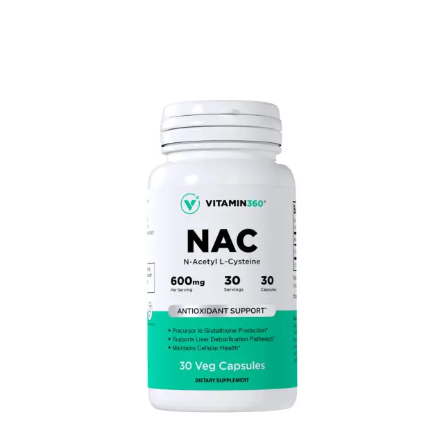 Vitamin360 NAC 600 mg - N-Acetyl L-Cysteine 30 Veg Capsules