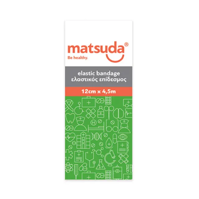 Matsuda Ελαστικός Επίδεσμος με Άγκιστρα 12cm x 4.5m