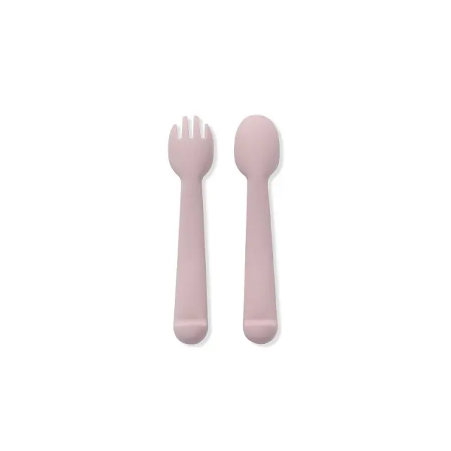 Interbaby Σετ Κουτάλι- Πιρούνι Σιλικόνης Pink 3