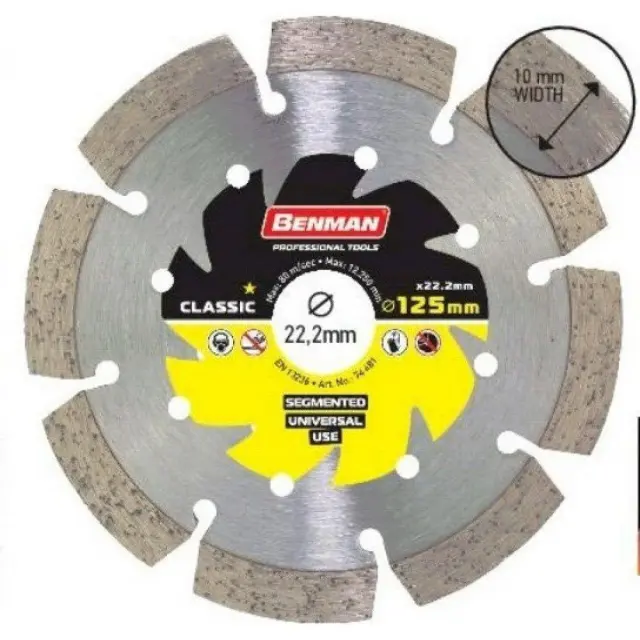 Benman 74481 - Διαμαντόδισκος Κοπής Πετρωμάτων & Μπετού 125mm 1τμχ