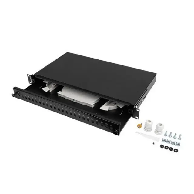 Lanberg Patch Panel 24XST / 24XFC D-HOLE RACK 19" 1U Black (FOP1-24ST-FCB)