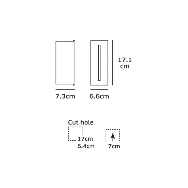Fune Φωτιστικό Led τοίχου χωνευτό 3W 3000K IP54 6.6x17.1cm λευκό Άσπρο 2
