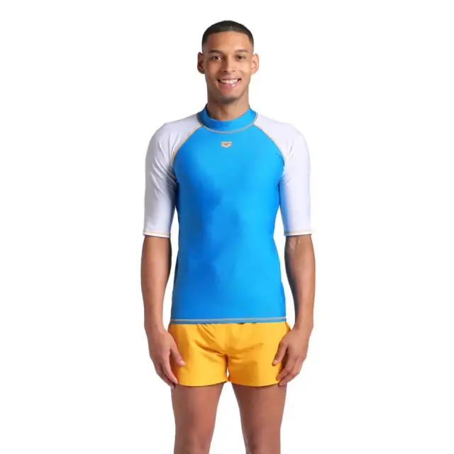 Arena Men's Shortsleeve Graphic UV Protection Rash Vest Tee Μπλε - Άσπρο 006292-801 (Arena) - Medium