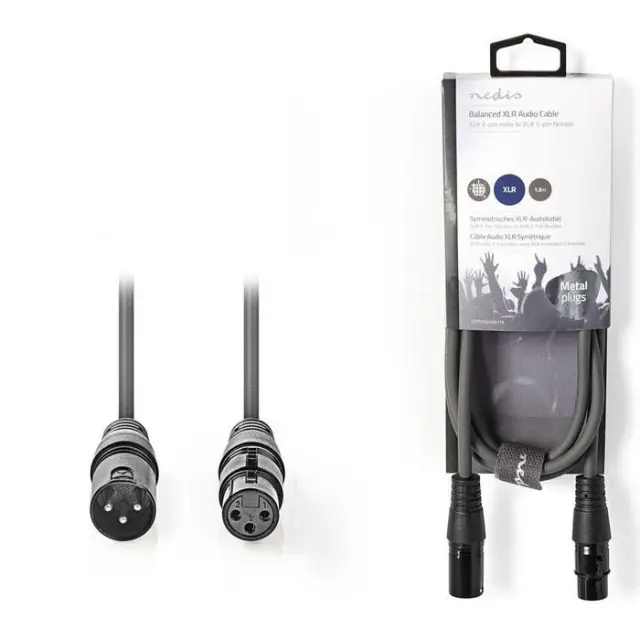 Kαλώδιο ήχου 3pin XLR θηλ. σε 3pin XLR αρσ., 1,5m σε γκρι χρώμα.
