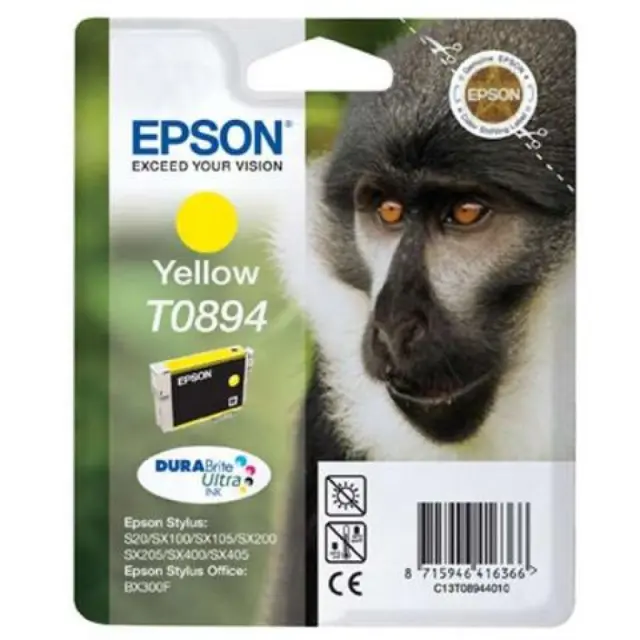 Epson T0894 Γνήσιο Μελάνι Εκτυπωτή InkJet Κίτρινο (C13T08944020 C13T08944011)
