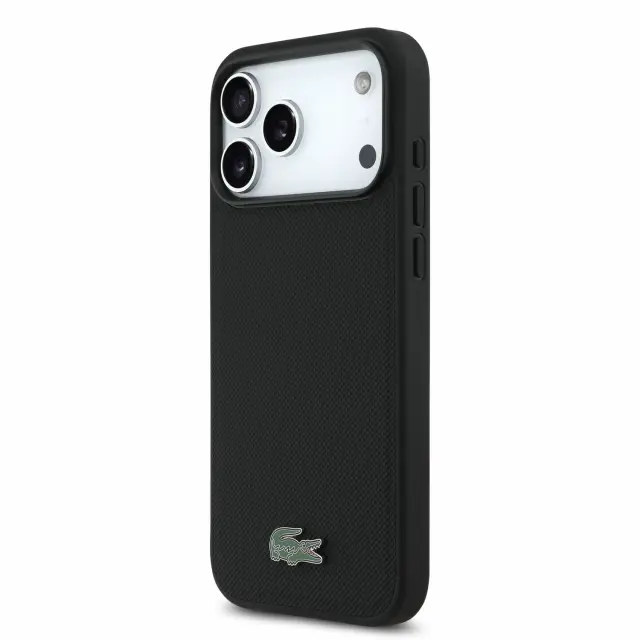 Lacoste PVC Iconic Petit Pique Metal Logo MagSafe Case for iPhone 18 Pro Max Black 2