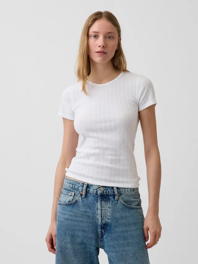 Γυναικεία Μπλούζα με Διάτρητη Πλέξη Fresh white