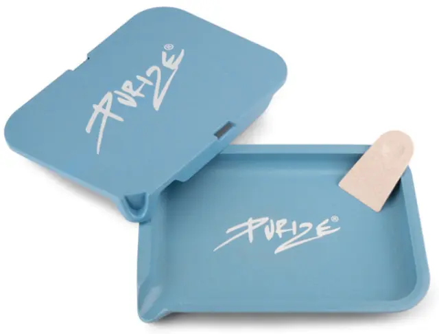 Purize Rolling Tray Kit Δίσκος Blue με Καπάκι - Small (20x15cm)