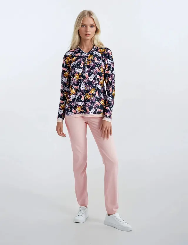 W646 - Type - PYJAMA BLACK FLOWER - S