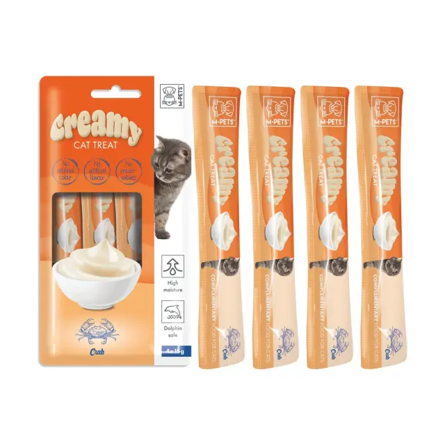 M-PETS Creamy Treats Κρέμα Γάτας Καβούρι 60gr (4x15gr)