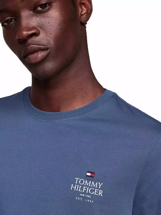Tommy Hilfiger Ανδρικό Μπλέ Ανοιχτό T- Shirt Με Λαιμόκοψη Μπλε - L 2