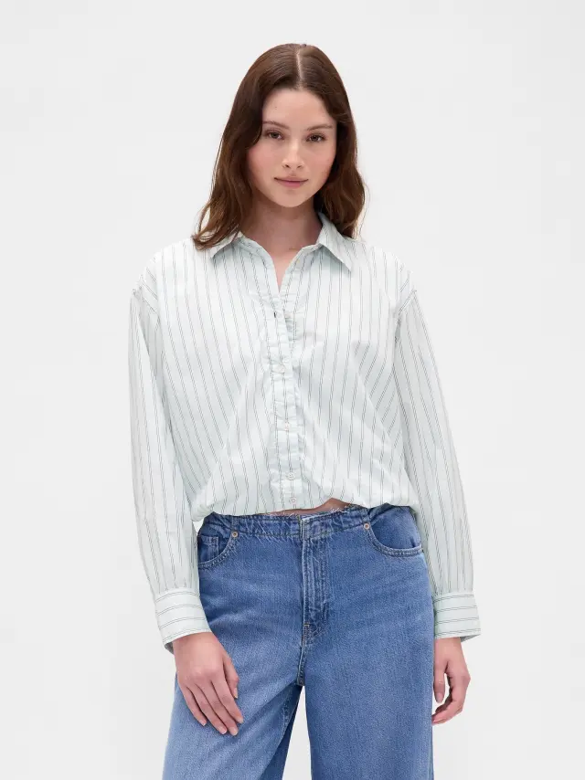 Bubble Hem Πουκάμισο Blue & white stripe