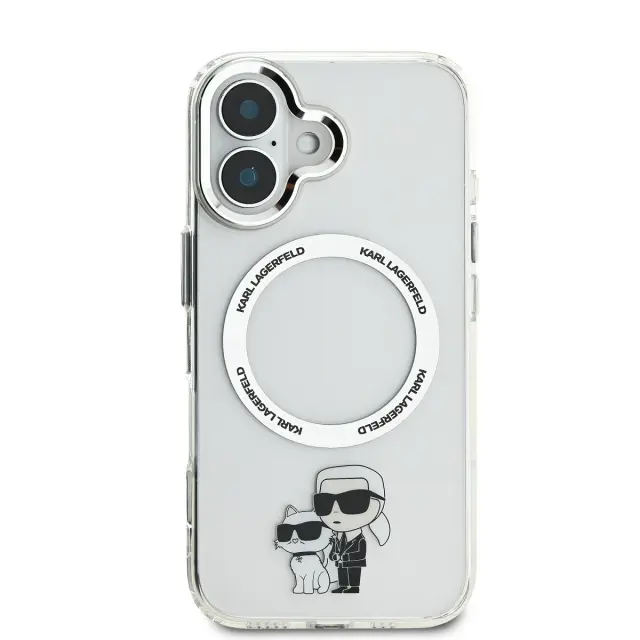 Karl Lagerfeld IML Karl and Choupette MagSafe Case for iPhone 16 Transparent 2