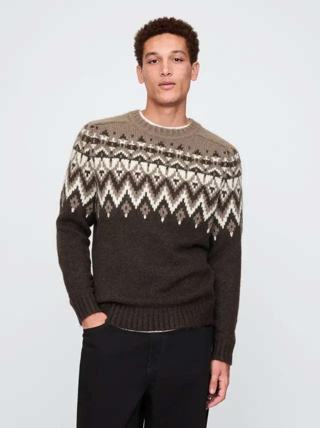 Καφέ Ζακάρ Crewneck Πουλόβερ Fair isle graphic