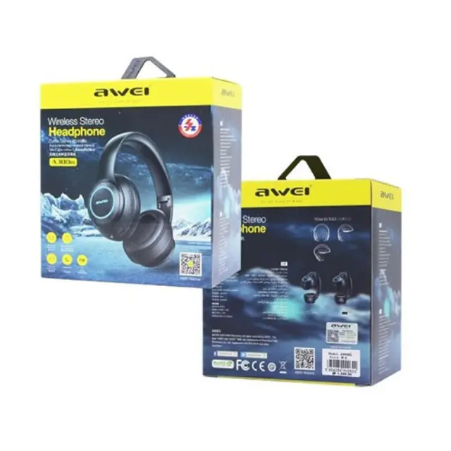 Awei A300BL Ασύρματα Ενσύρματα Over Ear Ακουστικά με 12 ώρες Λειτουργίας Μαύρα 2