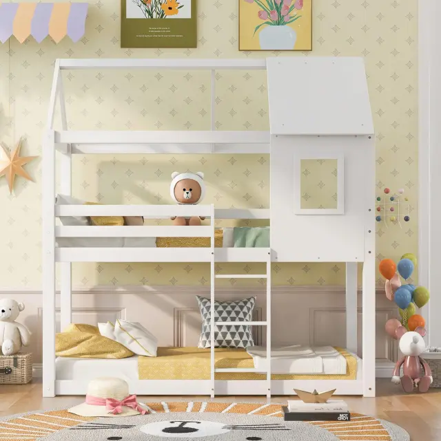 ΠΑΙΔΙΚΗ ΚΟΥΚΕΤΑ ΣΠΙΤΑΚΙ τ.MONTESSORI FB9705.03 ΞΥΛΟ ΠΕΥΚΟΥ ΣΕ ΛΕΥΚΟ-ΣΤΡΩΜΑΤΑ 190x90εκ 3