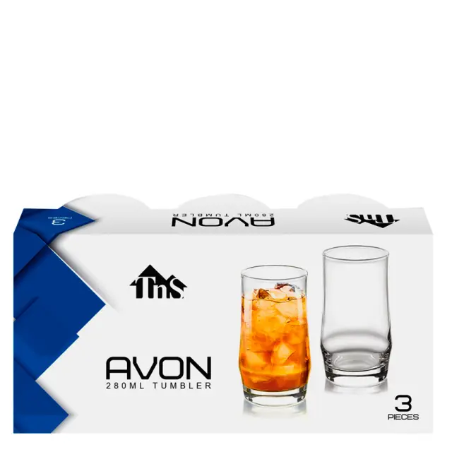 Ποτήρι Νερού TnS AVON TUMBLER Διάφανο 280ml Σετ 3Τμχ 3