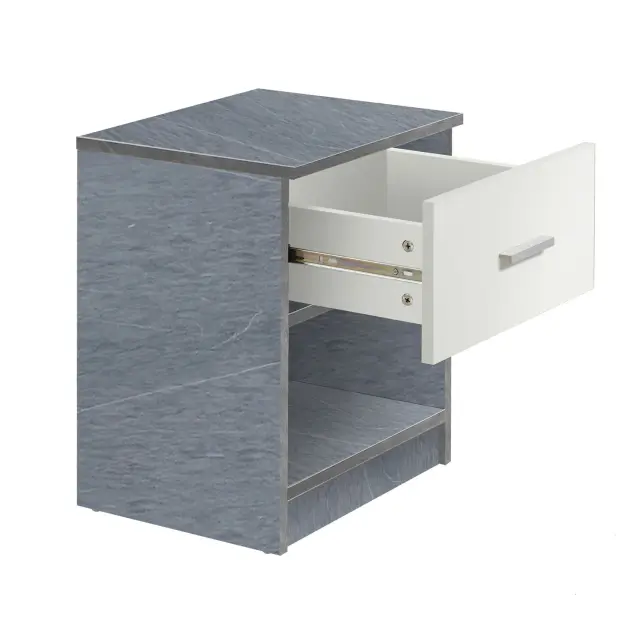 Κομοδίνο Como Unihome με cement και συρτάρι σε λευκό χρώμα 40x32x48εκ 3