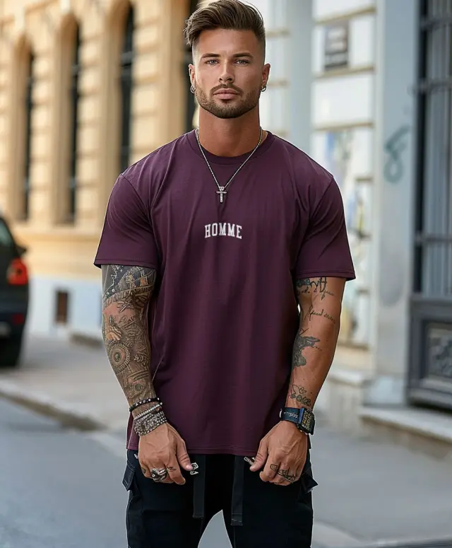 T-shirt Noshame® Μπορντό με τύπωμα Homme - 3025201 - XXL