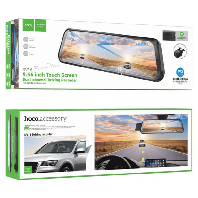 Καταγραφική Κάμερα Αυτοκινήτου Hoco DV16 1080p Full HD 140° 9.66" Οθόνη Αφής και 720p 120° Rear Camera 2