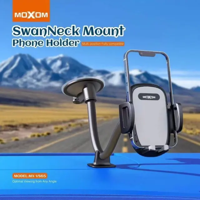 Moxom Βάση Κινητού Αυτοκινήτου 6.5" με Ρυθμιζόμενα Άγκιστρα Μαύρη MX-VS65 3
