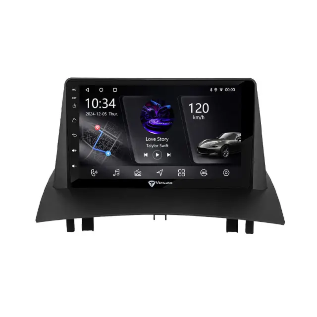 VenCore Οθόνη Multimedia Android 15 9" PX5S Octa-Core 2GB/32GB IPS με Πρόσοψη, CarPlay, Android Auto και Υποστήριξη Κάμερας 360° για Renault Megane 2 2002-2008 – Μαύρη (3236-10005-0717B) 2