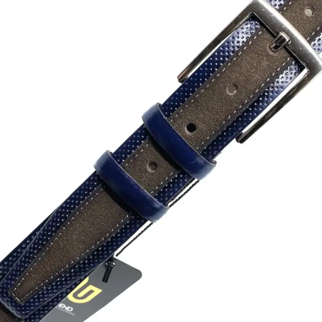 Καφέ με Μπλε Ζώνη P.U. Leather Τύπου Suede 3,5 cm - 110cm 3
