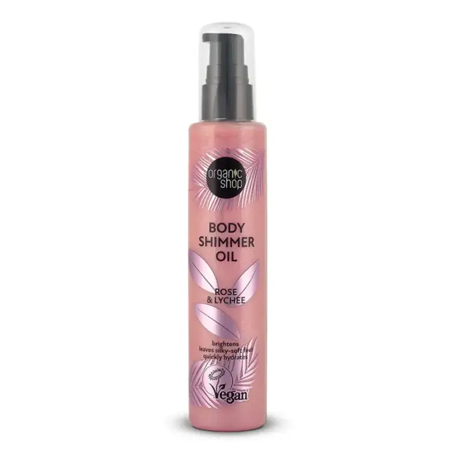 Natura Siberica - Organic Shop Body Shimmer Λάδι Λάμψης Σώματος Τριαντάφυλλο & Λίτσι 100ml