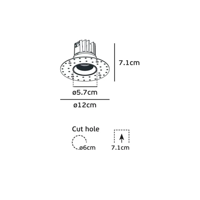 Abel 04493/W/W Χωνευτό φωτιστικό οροφής led trimless 9W 3000K 24° λευκό Άσπρο 2