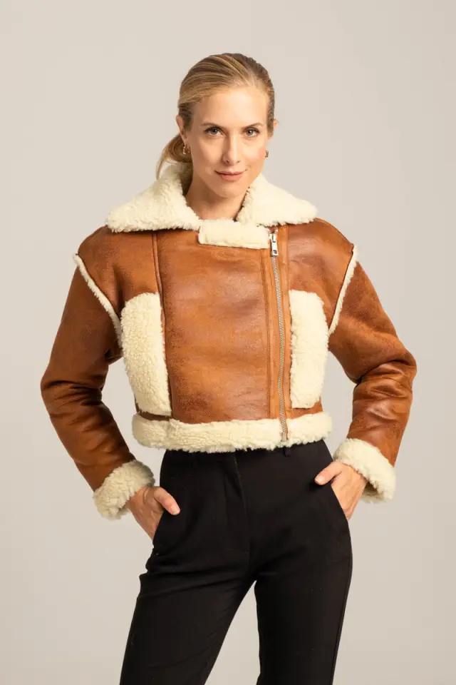Sheepskin biker μπουφαν - L 3