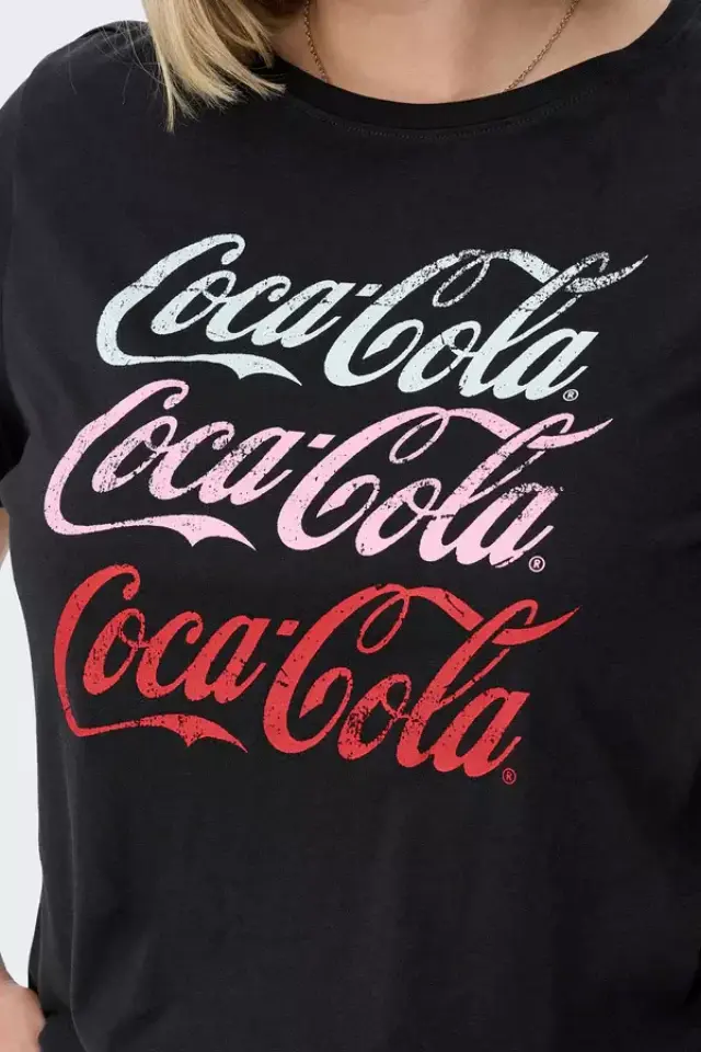 Only- Γυναικείο T-shirt με Στάμπα Coca Cola 15270251 Μαύρο - M 3