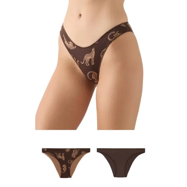 Minerva Γυναικείο Slip Rio Modal Fimelle - Διπλό Πακέτο, Χρώμα Brown-Linx - XL