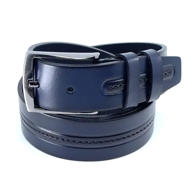 Μπλε Δερμάτινη Ζώνη Full Grain 3,5 cm - 105cm 3