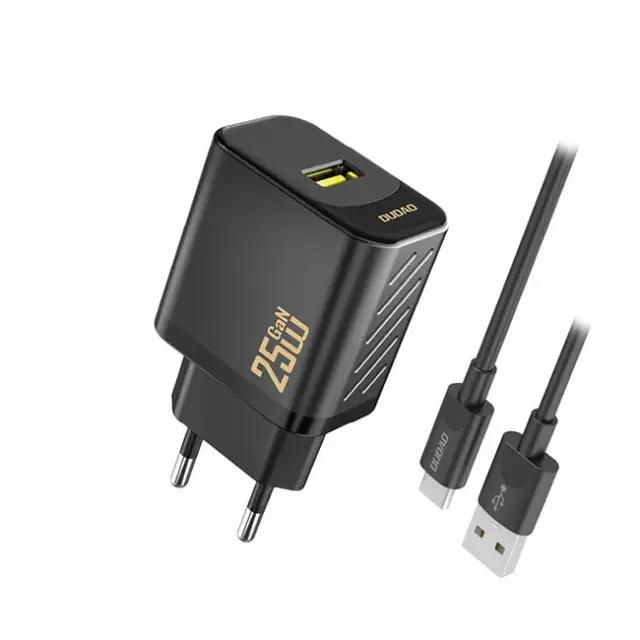 Dudao Φορτιστής A27STEU 25W GaN 1x USB-A with USB-A to USB-C Cable Black