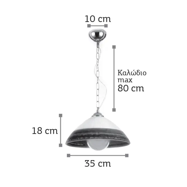 InLight Κρεμαστό φωτιστικό από ασημί γυαλί 1XE27 D:35cm (4409-Α-Ασημί) 2